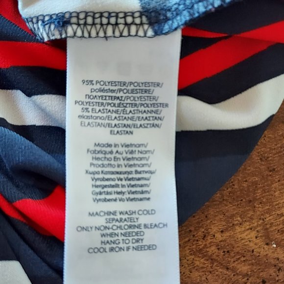 Chaps Dress XL Plus Stretchy Fabric multi-color block Stripe Sleeveless - Picture 7 of 8